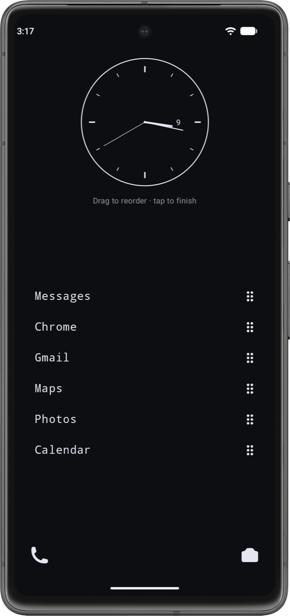 Reordering favourites by dragging