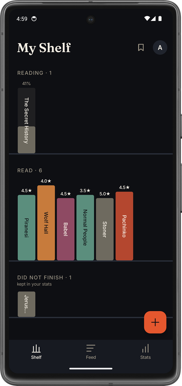 Your reading year as a shelf of spines