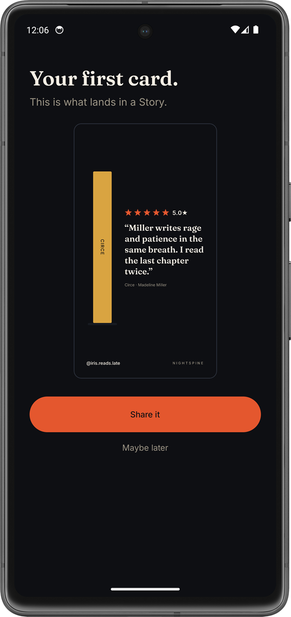 A review card sized for your Story